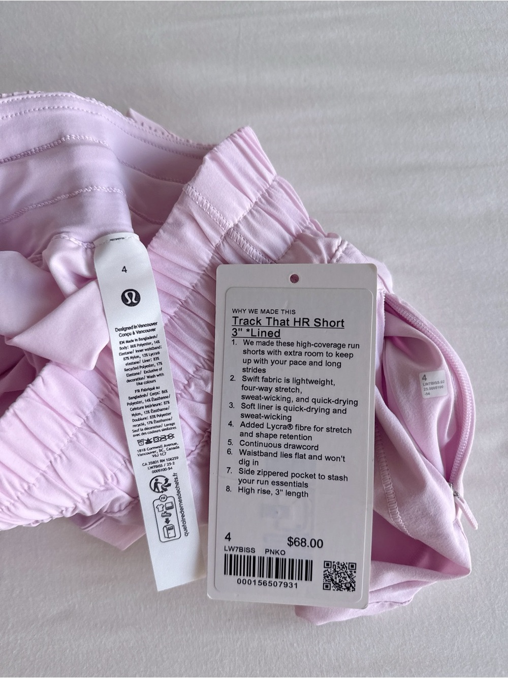 lululemon Track That High-Rise Lined Short 3" Pink Organza Size 4 NWOT - Picture 3 of 15